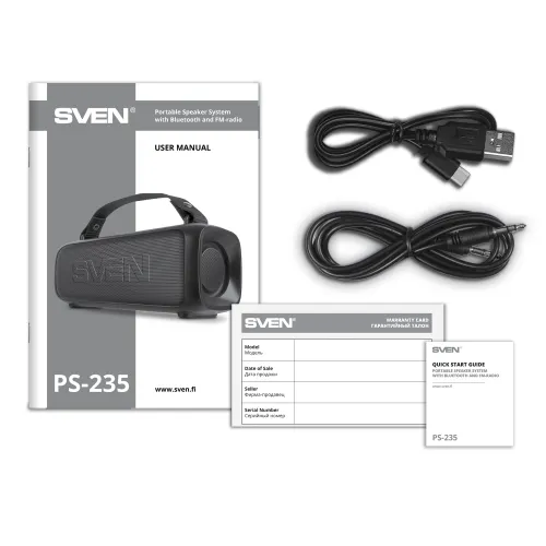 Głośnik Bluetooth Sven PS-235 12W Radio FM Czarny