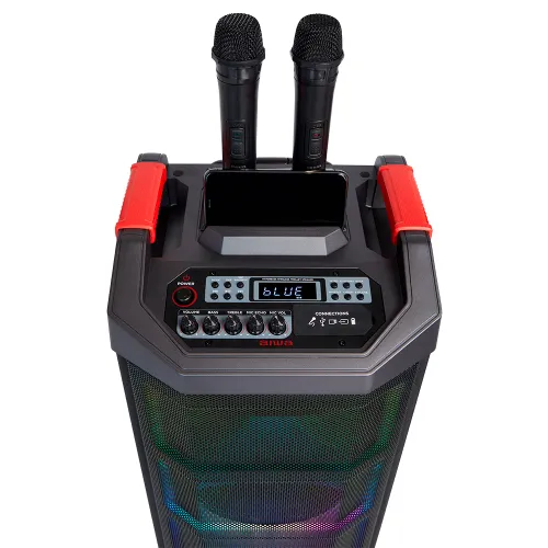 Power Audio Aiwa KBTUS-710MKII 90W Bluetooth Radio FM Mikrofon Karaoke Czarny