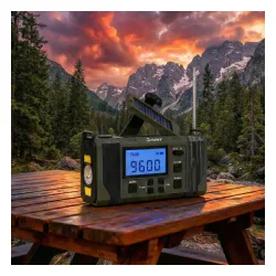 Radioodbiornik Hawk Expedition R20 Na korbkę, Solarne, Latarka, Radio FM Czarny