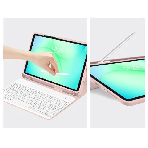 Etui na Galaxy Tab A9/A11 8.7 TECH-PROTECT SC Pen Różowy Klawiatura
