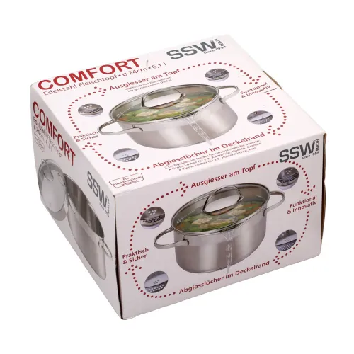 Garnek ze stali nierdzewnej z pokrywką SSW COMFORT 6,1 l