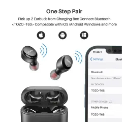 Słuchawki bezprzewodowe Tozo T6S Dokanałowe Bluetooth 5.2 Czarny