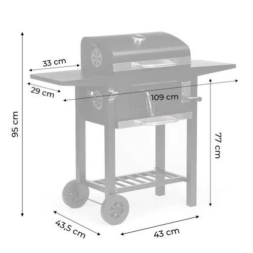 Grill węglowy ogrodowy z pokrywą regulacja rusztu termometr popielnik MultiGarden