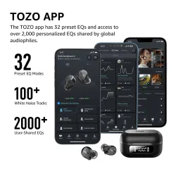 Słuchawki bezprzewodowe Tozo AeroSound Dokanałowe Bluetooth 5.3 Czarny