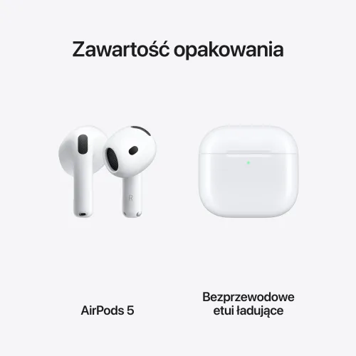 Apple AirPods 5 z Bezprzewodowym Etui Ładującym Douszne Bluetooth 5.3 Funkcje AI Biały