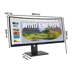 Monitor LENOVO ThinkVision T34WD-40 34" 3440x1440px 120Hz 4 ms [GTG] Curved + Kamera MC60
