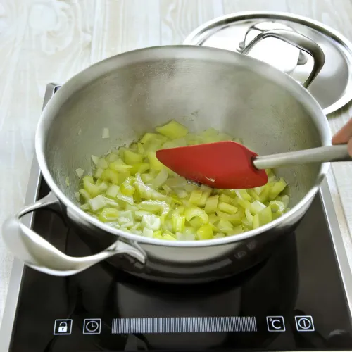 DEMEYERE Atlantis 28 cm - patelnia stalowa z pokrywką