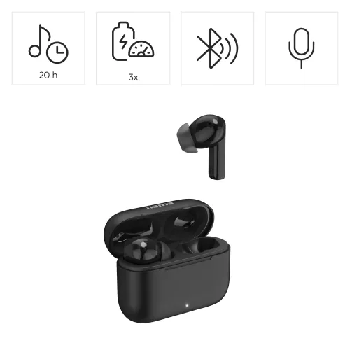 Słuchawki bezprzewodowe Hama Passion Clear II ANC Dokanałowe Bluetooth 5.3 Czarny