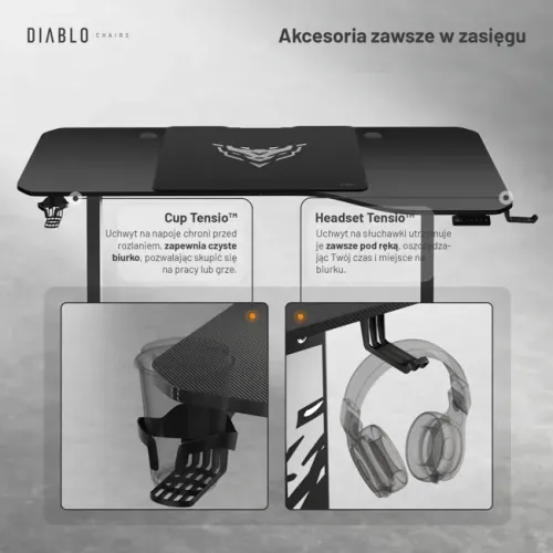 Biurko Diablo Chairs X-Tensio 1600 160cm Regulacja wysokości Czarny