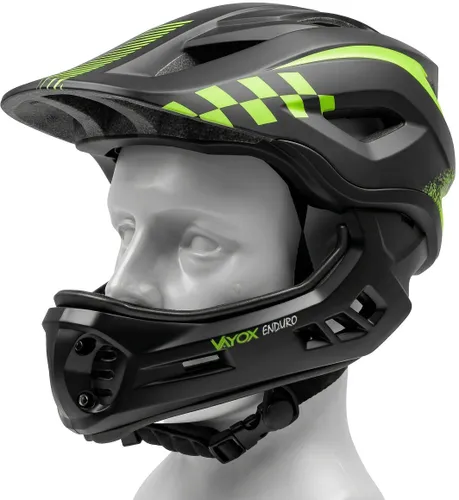 Kask rowerowy VAYOX Enduro VA0421BS Czarny Full Face z odpinaną szczęką (rozmiar S)
