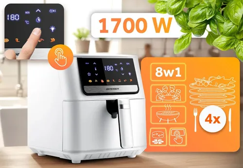 Air Fryer Frytkownica beztłuszczowa BERDSEN BD-662 Biały 6.5l 8 automatycznych programów