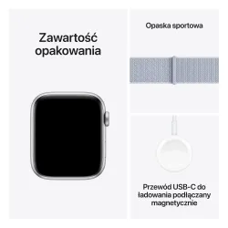 Apple Watch SE 2gen GPS koperta 40mm z aluminium Srebrny opaska sportowa Błękitny obłok