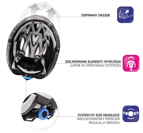 Kask rowerowy regulowany miejski METEOR SHIMMER S 52-56 siatka otwory wentylacyjne