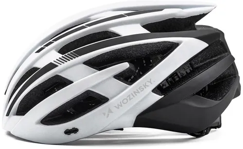 Kask rowerowy WOZINSKY HT-28VCB Czarno-biały MTB z lampką (rozmiar L)