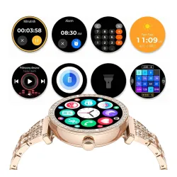 Smartwatch STELIO Lusso Gem AI 38mm Złoty + Bransoletka YES