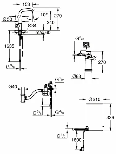 Bateria GROHE Red Mono 30339001 z filtrem Chrom