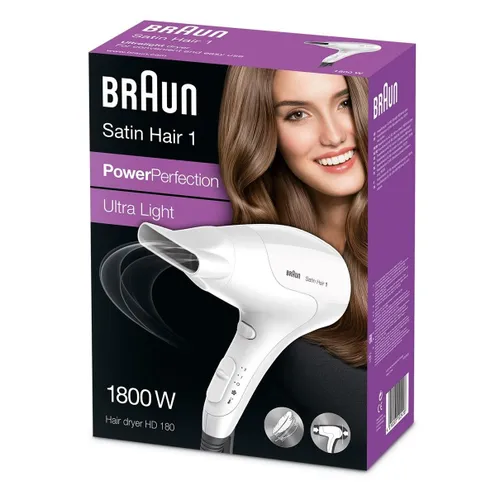 Braun Satin Hair фен 1 PowerPerfection HD180 холодный воздух 1800 Вт 2 скорости выдува 3 уровня температуры