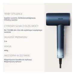 Suszarka PHILIPS Seria 9000 BHD956/10 Granatowy 1400W