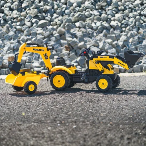 Falk Traktor Na Pedały Komatsu Z Łyżką Koparką I Przyczepą 2-5 Lat