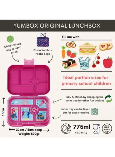 Szczelna średnia śniadaniówka Yumbox Original - malibu purple / mermaid tray