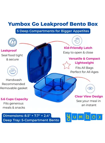 Lunchbox głęboki 5-komorowy Yumbox Go Bento Box - Oslo blue