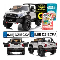 Auto Na Akumulator Dla 2 Dzieci Toyota Hilux 4X4 Pilot Eva Skóra LED Radio MP3