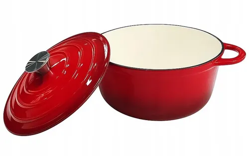 Garnek żeliwny emaliowany 28cm 5.9L ciężki indukcja Czerwony KRISBERG