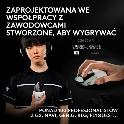Myszka gamingowa Logitech G Pro X2 Superstrike Biały