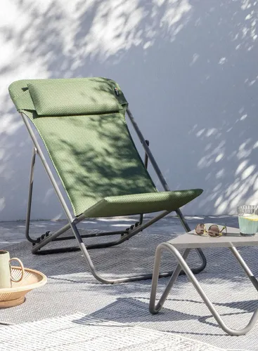 Leżak z zagłówkiem Lafuma Mobilier Maxi Transat Plus BeComfort® - olive green