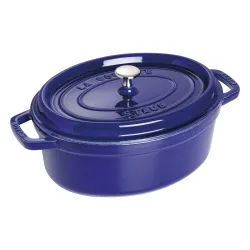 STAUB La Cocotte Oval 4,2 l niebieski - garnek żeliwny/brytfanna z pokrywką