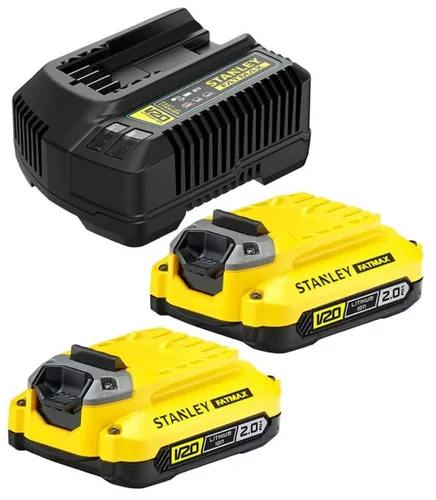 Wiertarko-wkrętarka STANLEY SFMCD711 + zakrętarka SFMCF800 + ładowarka + walizka na zestaw TSTAK + klucz udarowy + zestaw akumulatorów