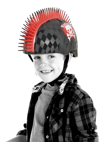 Kask rowerowy RASKULLZ Skull Hawk Czarno-czerwony dla Dzieci (rozmiar S)