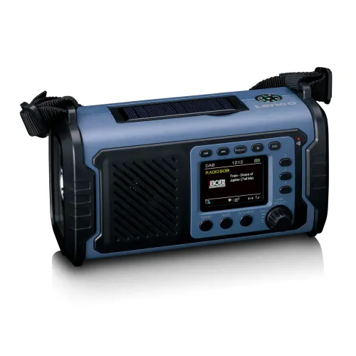 Radioodbiornik Lenco PDR-255BU Ładowanie solarne Na korbkę Latarka Powerbank Radio DAB+ Niebieski