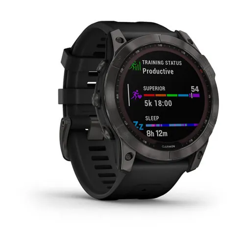 Smartwatch Garmin Fenix 7x Sapphire Solar Tytanowy Szary DLC z czarnym paskiem (010-02541-11)