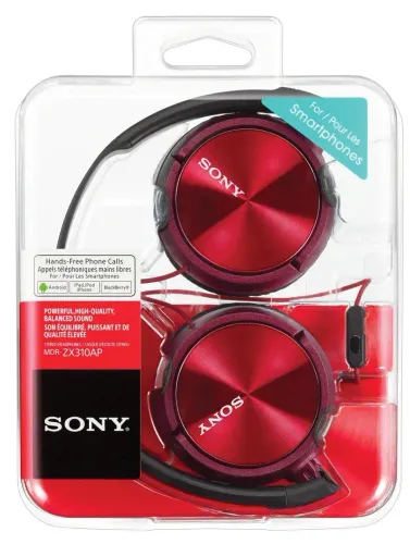 Słuchawki przewodowe Sony MDR-ZX310AP Nauszne Mikrofon Czerwony