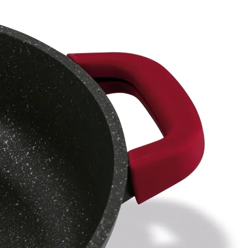 Patelnia na indukcję marmurowa z pokrywką krótkie uchwyty Starke Pro Ochre 28 cm