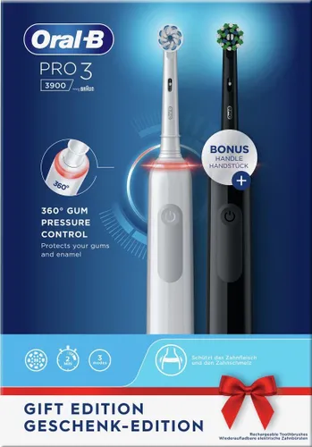 Oral-B Pro 3 3900 Duo Döner Diş Fırçası 2 adet Beyaz / Siyah