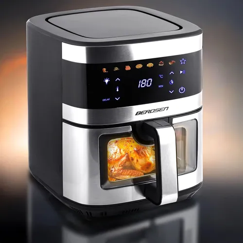 Air Fryer Frytkownica beztłuszczowa BERDSEN BD-656 9.1l 7 gotowych programów Srebrny