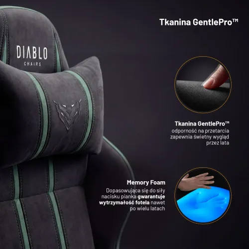 Fotel Diablo Chairs X-One 2.0 King Forest Green Gamingowy do 160kg Tkanina Czarno-Zielony