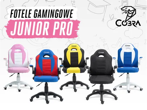 Fotel COBRA Junior Pro CRF2304 7.1T Różowo-biały
