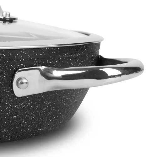 TESCOMA President Stone 24 cm czarna - patelnia / wok nieprzywierający