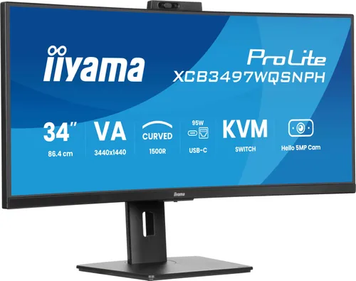 Monitor IIYAMA ProLite XCB3497WQSNPH-B1 34" 3440x1440px 120Hz 0.4 ms [MPRT] Curved + Norton Small Business