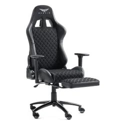 Fotel GAMVIS Phantom Large Czarny (białe elementy) + podnóżek