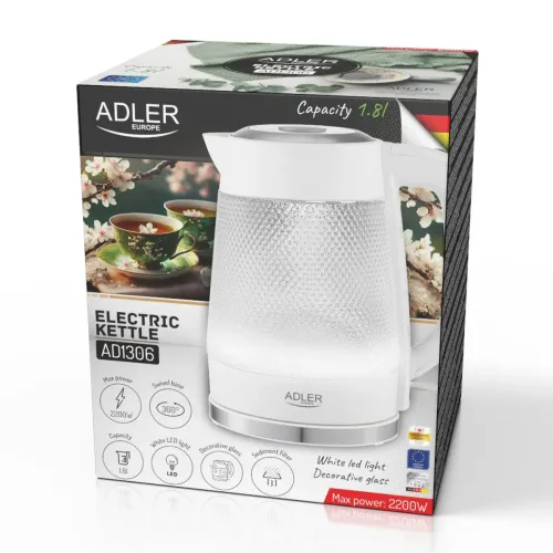 ADLER AD 1306 1,8 l - czajnik elektryczny bezprzewodowy szklany