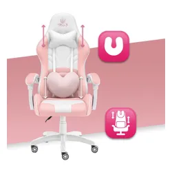Fotel gamingowy HELL'S CHAIR Rainbow 2.0 Różowo-Biały
