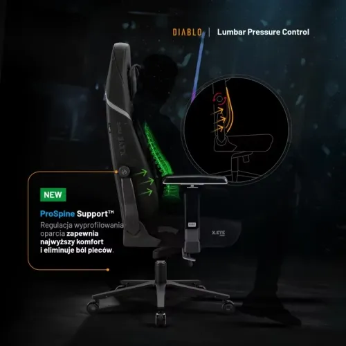 Fotel Diablo Chairs X.Eye Prime, Normal Size, Burned Black Gamingowy do 140kg Czarny