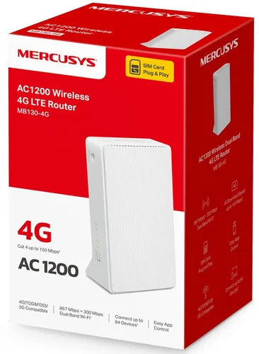 Router MERCUSYS MB130-4G 2.4 / 5 GHz (DualBand), Gniazdo SIM