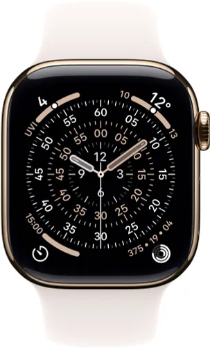 Apple Watch 11 GPS + Cellular 42mm koperta z tytanu (złoty) + pasek sportowy rozmiar M/L (łagodny róż)