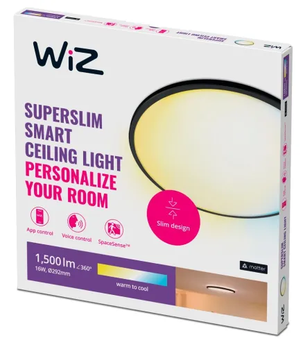 Lampa sufitowa WiZ Superslim 16W Czarny