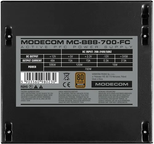 Zasilacz MODECOM B88-700-FC 700W 80 Plus Bronze Bulk